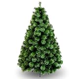 GREATOYAR Árbol de Navidad, Árbol de Navidad Artificial, Material PVC Aguja de Pino, Hogar Decoración para Navidad, con Soporte de Plástico, Fácil Montaje, Altura 90cm, Verde