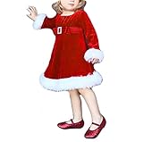 Vestido Navidad de Niña Bebé Ropa Navideño de Invierno Disfraz de Navidad con Manga Larga (6 Meses - 5 Años)