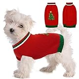 Jersey de Navidad para perros, suéter de Navidad para perro, abrigo de invierno para perros pequeños/medianos/grandes, diseño de árbol de Navidad para fiestas de cachorros de Xmas (rojo, L