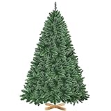 Yaheetech Árbol de Navidad Artificial de 183 cm con 903 Puntas, Resistente al Fuego, PVC, Incluye Soporte de Metal con Vetas de Madera de Abeto, Color Verde