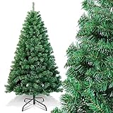 Gimisgu - Árbol de Navidad artificial, 180 cm, con 600 ramas, de PVC difícilmente inflamable, montaje rápido, plegable, incluye soporte de metal (verde)