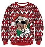 Idgreatim Ugly Christmas Sweater Jersey navideño feo con estampado 3D de manga larga, unisex Cow S